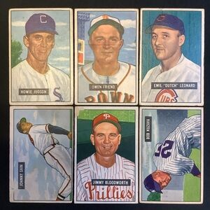 Vintage 1951 Bowman Baseball Cards Lot of 8 / Yankees Phillies Cubs Senators